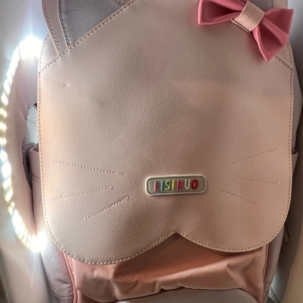 Charming Pink and Purple Cat Ear Backpack for Kids